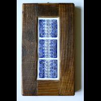3 x 5cm blue poppy tiles in polished frame